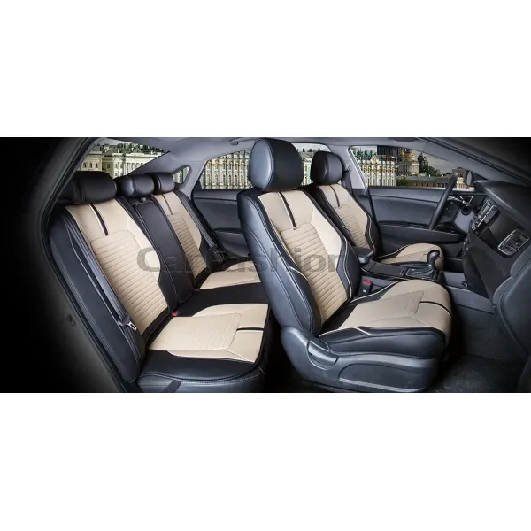 Комплект Накидок 3D «SECTOR LEATHER PLUS» черный/бежевый/черный Комплект Накидок 3D «SECTOR LEATHER PLUS» черный/бежевый/черный