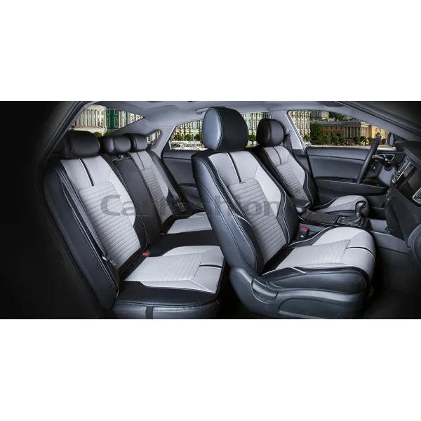 Комплект Накидок 3D «SECTOR LEATHER PLUS» черный/св.серый/черный