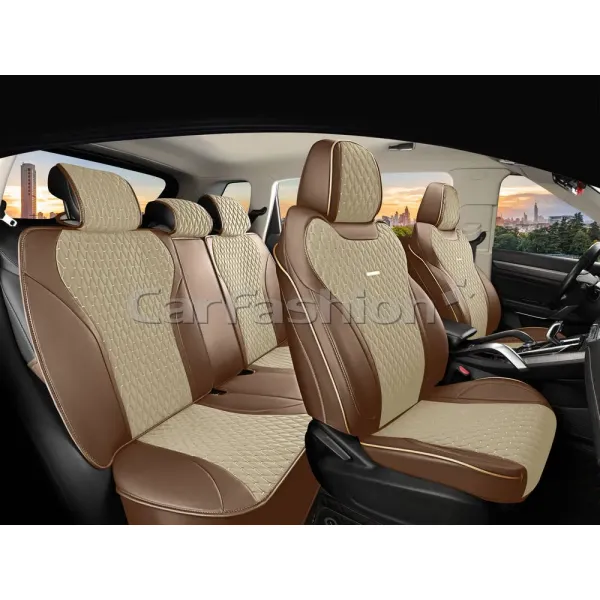 Комплект каркасных чехлов 5D «SHANGHAI PLUS» бежевый/коричневый/бежевый Комплект каркасных чехлов 5D «SHANGHAI PLUS» бежевый/коричневый/бежевый