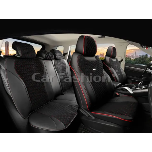 Комплект каркасных чехлов 5D «SHANGHAI PLUS» черный/черный/красный