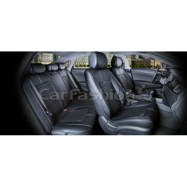 Комплект Накидок 3D «SECTOR LEATHER PLUS PREMIUM» черный/черный/черный